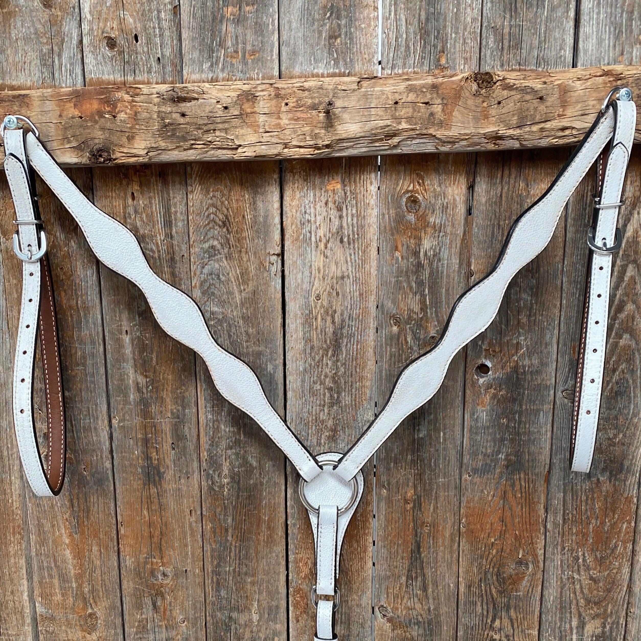 White Leather Scalloped Breastcollar - RODEO DRIVE