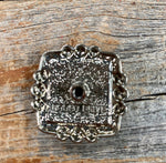 Antique Silver Square Concho with Gold Horse 1" W186S - RODEO DRIVE