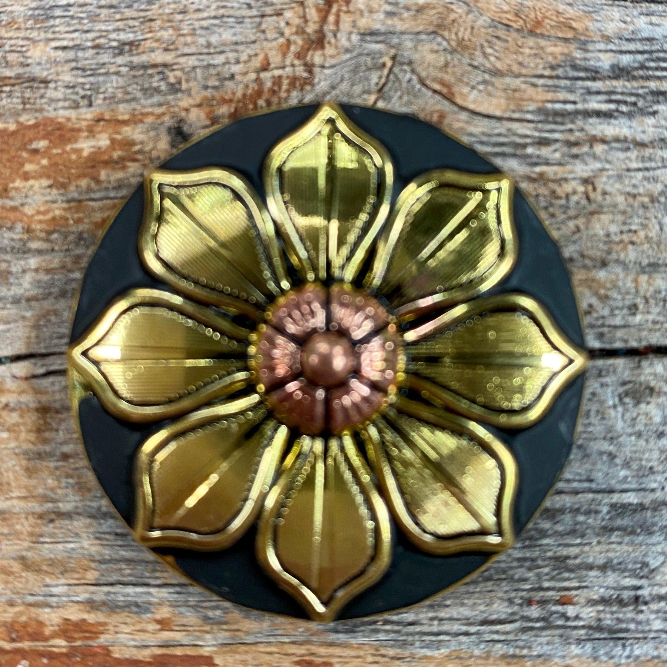 Black & Gold Sunflower Concho 1.5" W125L - RODEO DRIVE