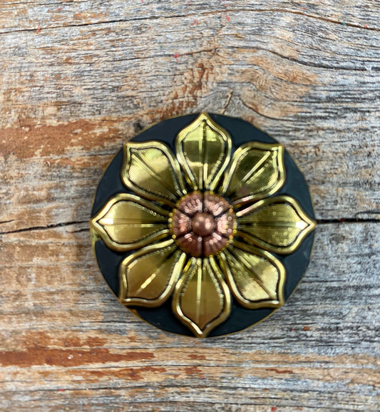 Black & Gold Sunflower Concho 1” W125S - RODEO DRIVE