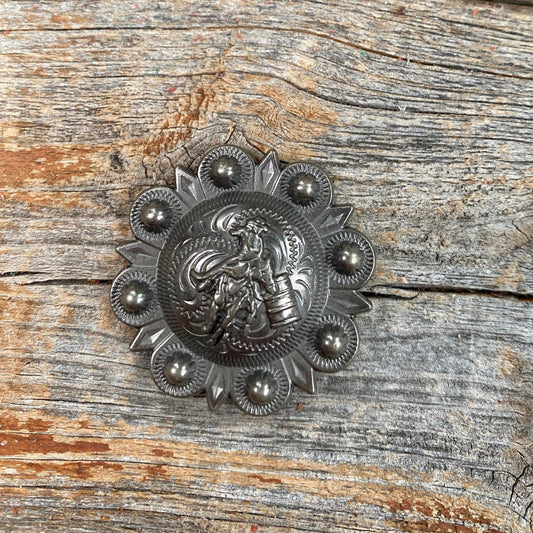 Antique Silver Barrel Racer Concho 1.5" W177L - RODEO DRIVE
