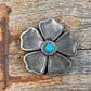 Antique Silver Flower Turquoise Concho 1.5" W110S - RODEO DRIVE