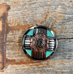 Antique Silver with Copper Flower Concho 1" W190S - RODEO DRIVE