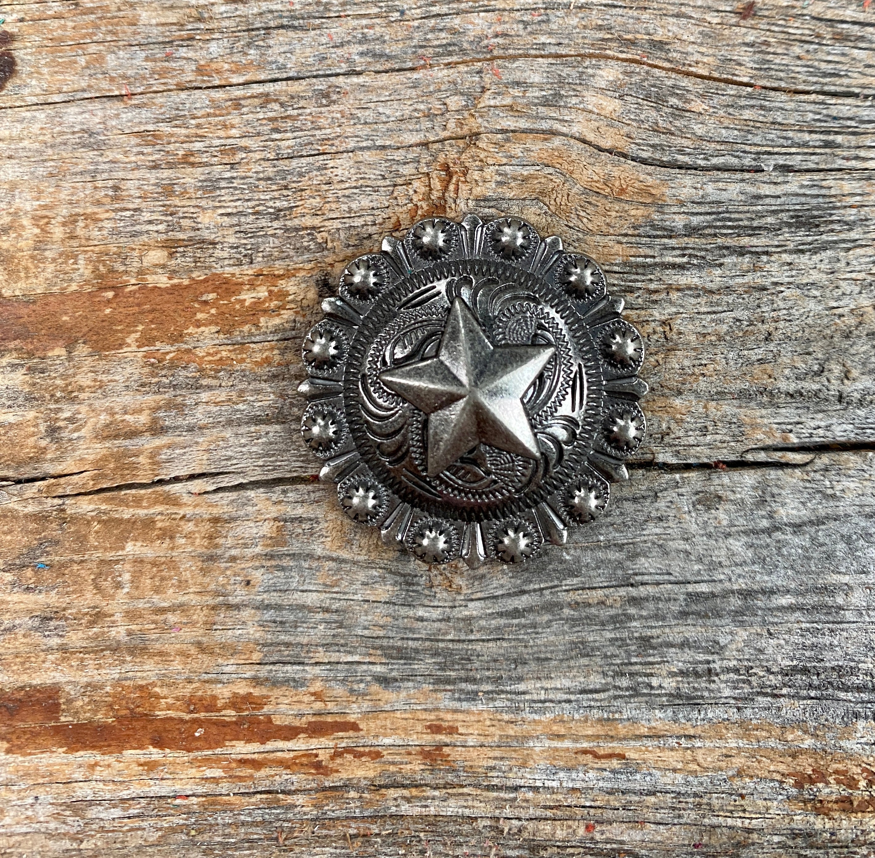 Antique Silver Star Concho 1.25