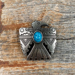 Antique Silver Turquoise Thunderbird Concho 1.5" W181L - RODEO DRIVE
