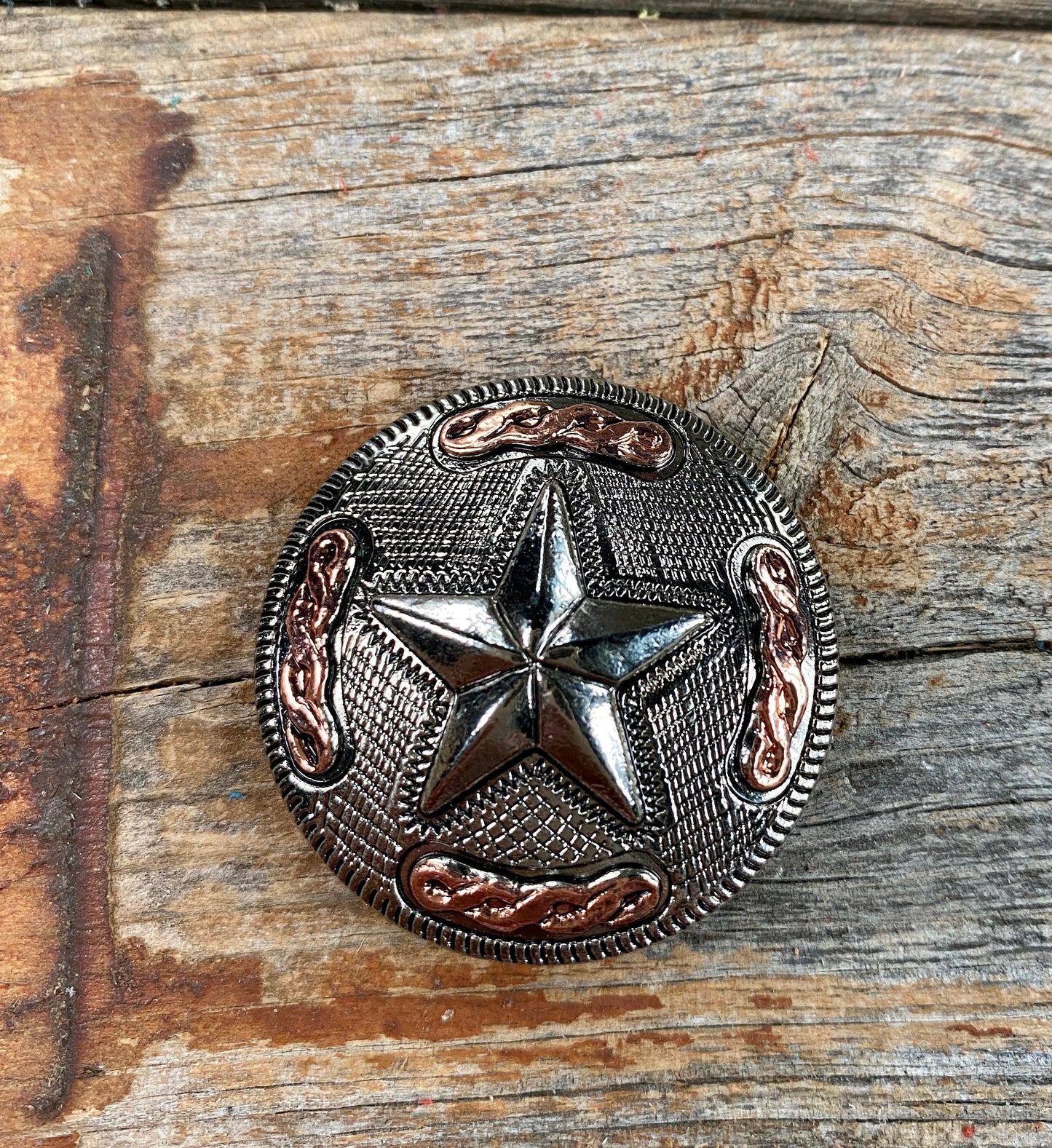 Antique Silver Texas Star Concho 1" W187S - RODEO DRIVE