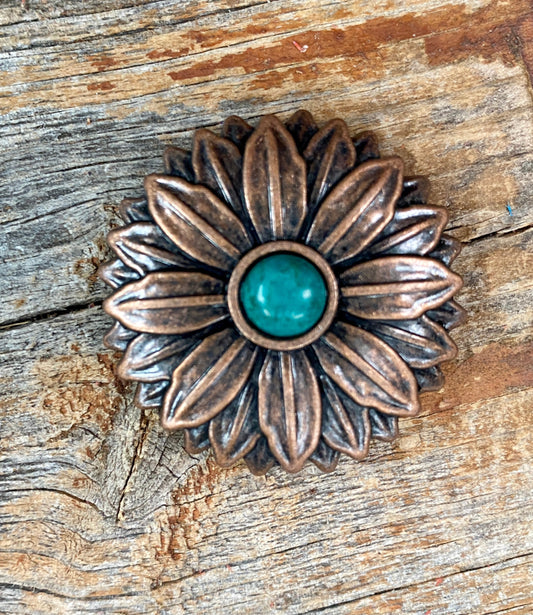 Copper Daisy Turquoise Concho 1' W132S - RODEO DRIVE