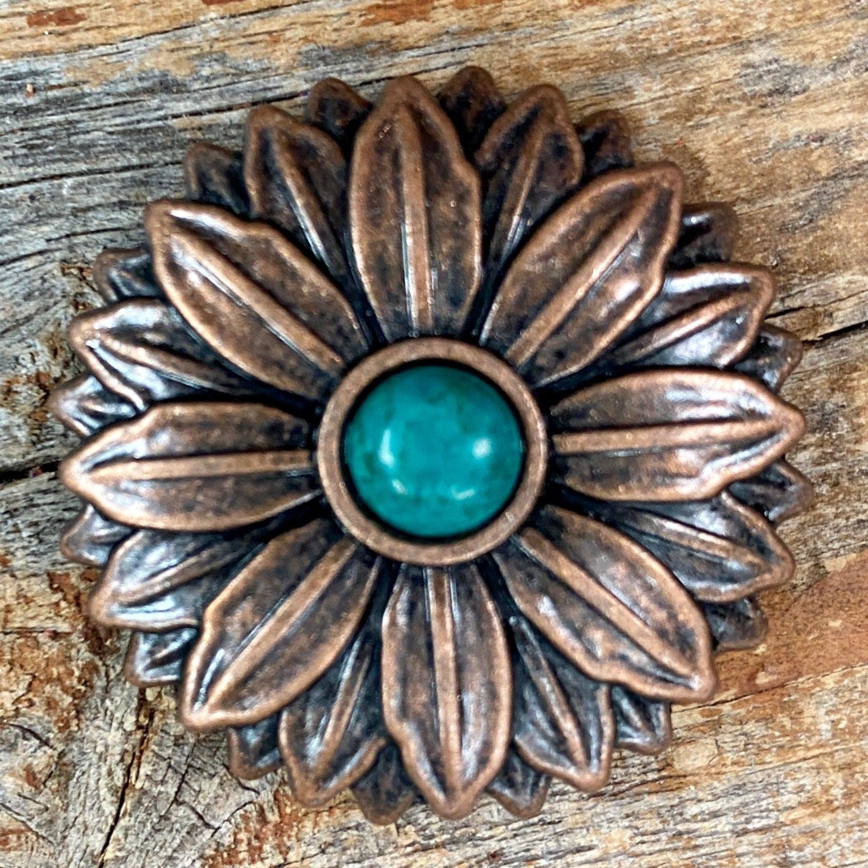 Copper Daisy Turquoise Concho 1.5" W132L - RODEO DRIVE