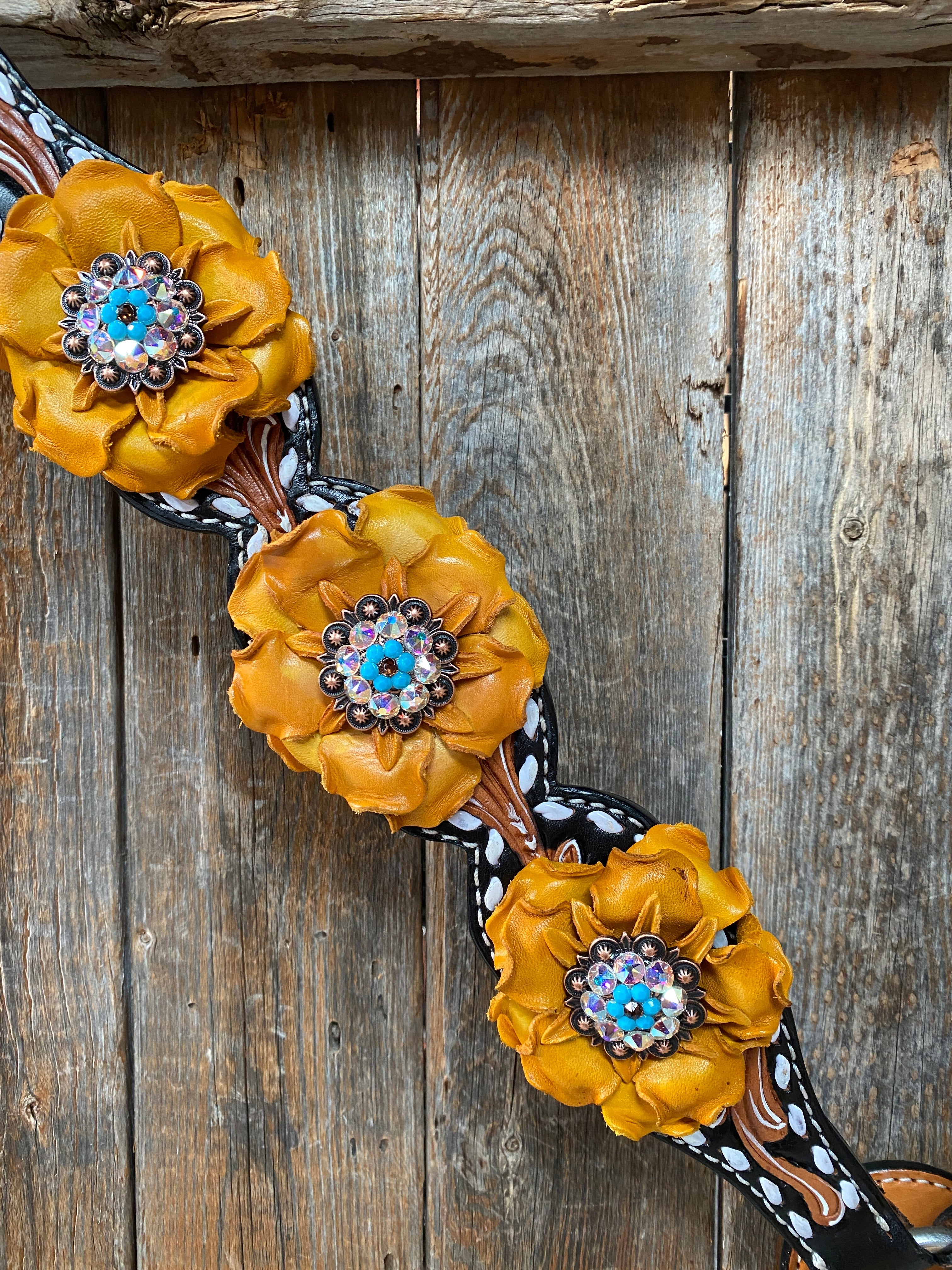 Vintage Yellow and Turquoise Breastcollar #BC312 - RODEO DRIVE