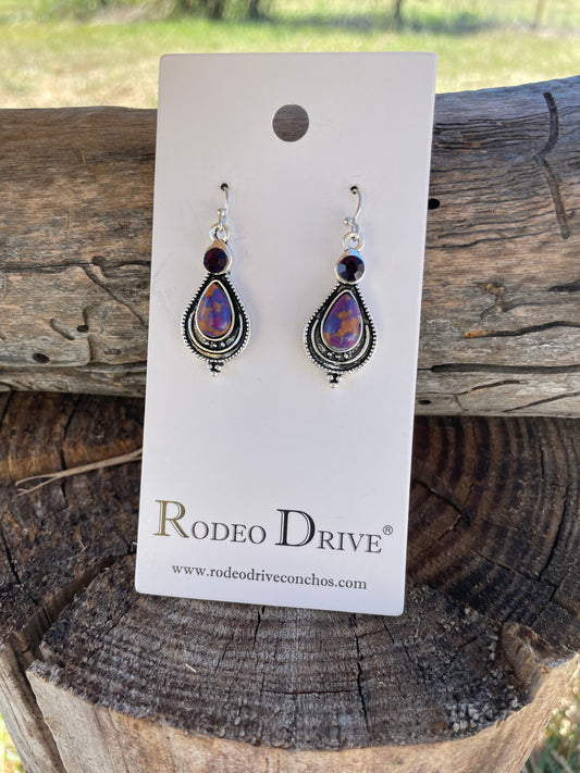 Purple Dangling Silver Fashion Earrings WA168 - RODEO DRIVE
