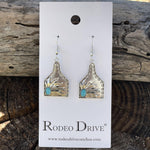 Turquoise Cow Tag Fashion Earrings WA110 - RODEO DRIVE