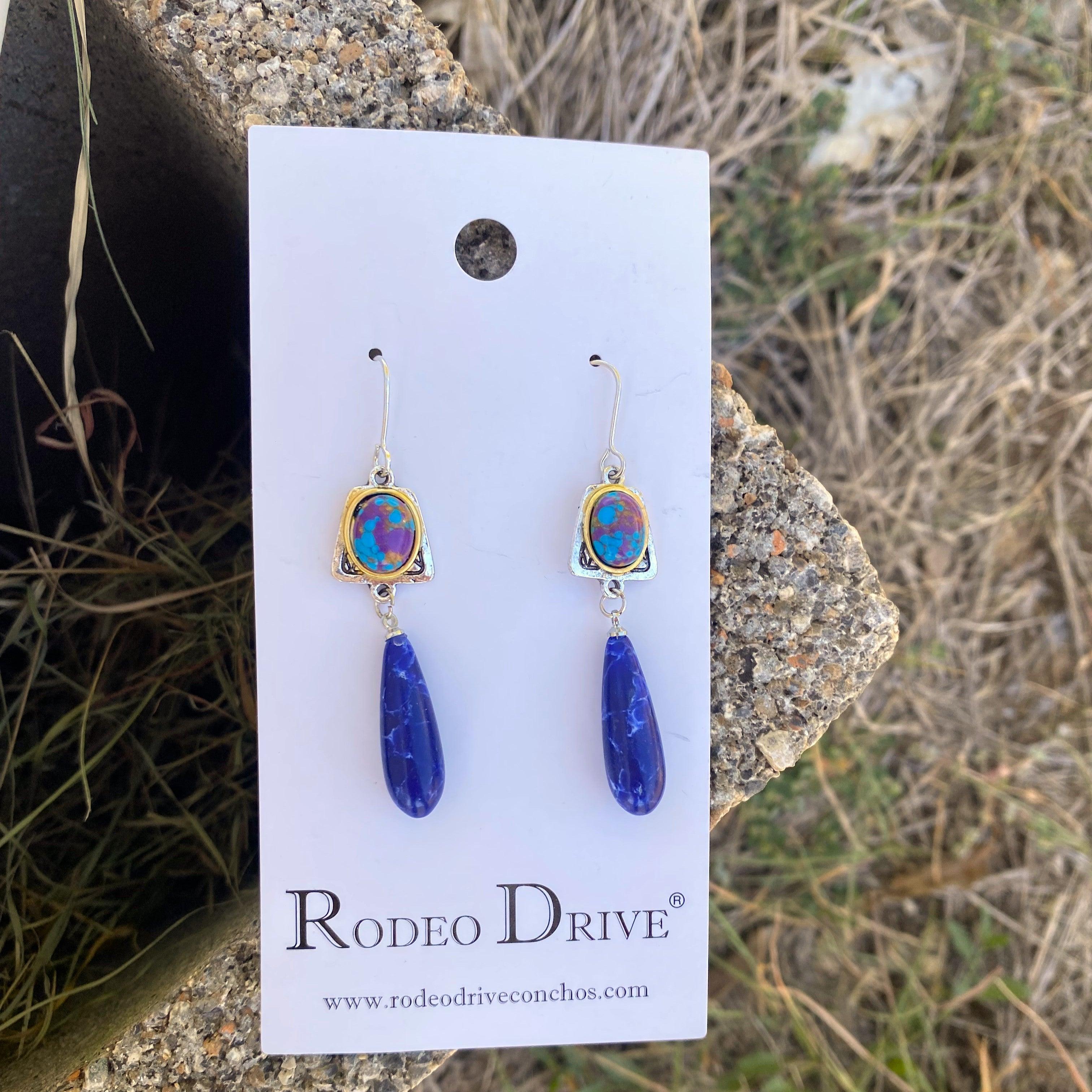 Multi-Colored Dangle Silver Fashion Earrings WA191 - RODEO DRIVE
