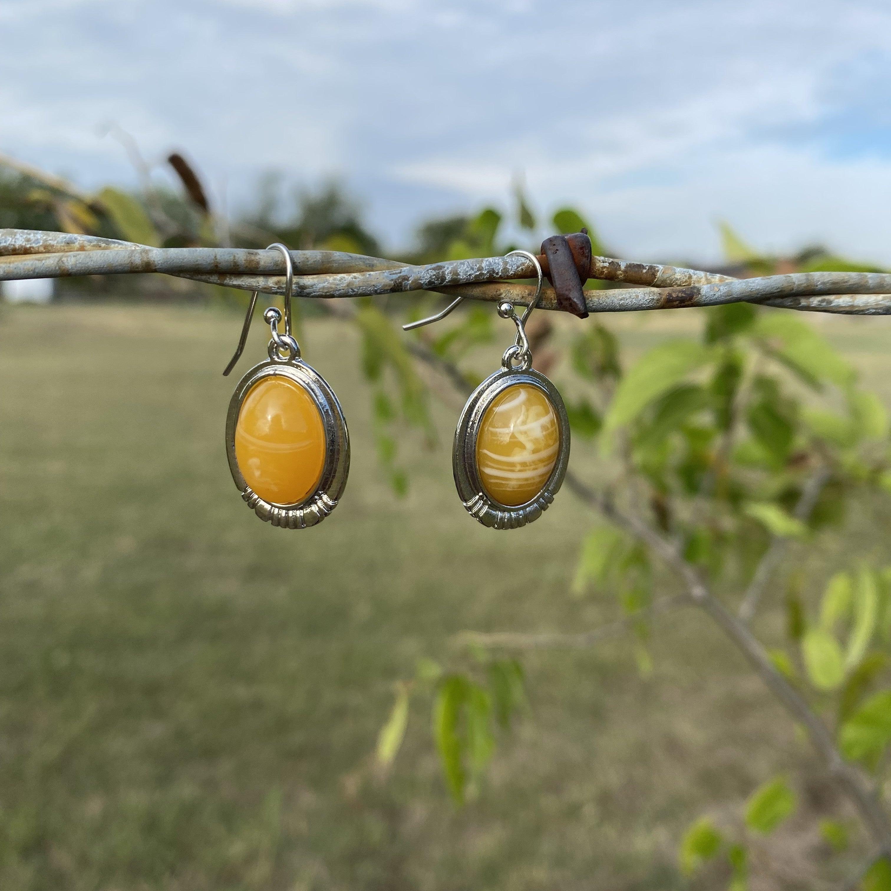 Yellow Dangling Silver Fashion Earrings WA209 - RODEO DRIVE