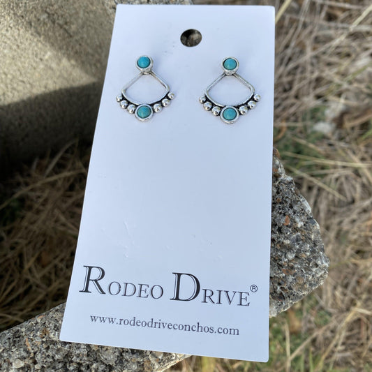 Turquoise Silver Fashion Earrings WA212 - RODEO DRIVE