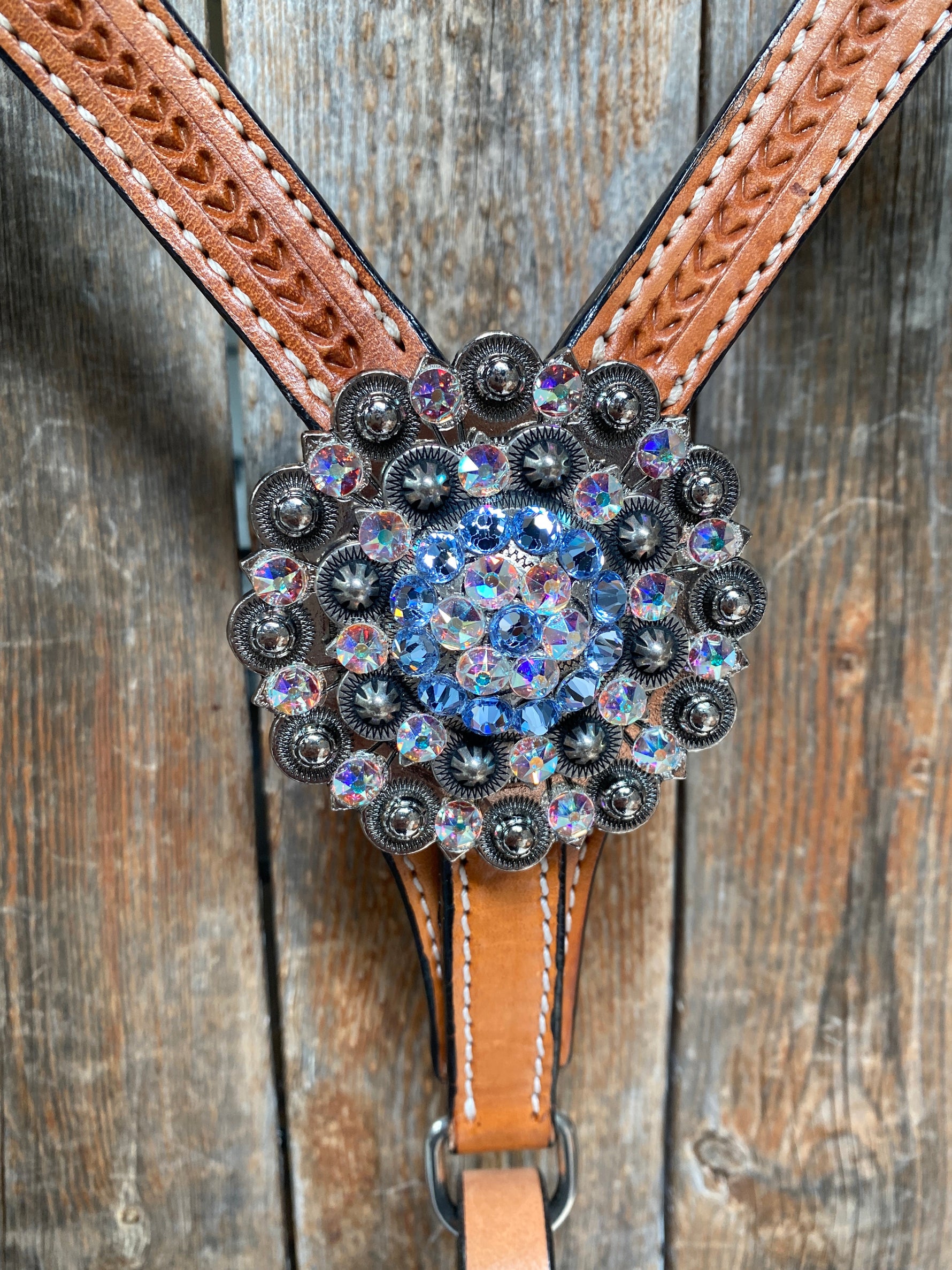 Light Oil Basketweave Blue Wither Strap, One Ear & Breastcollar Tack Set #OEBC438 - RODEO DRIVE