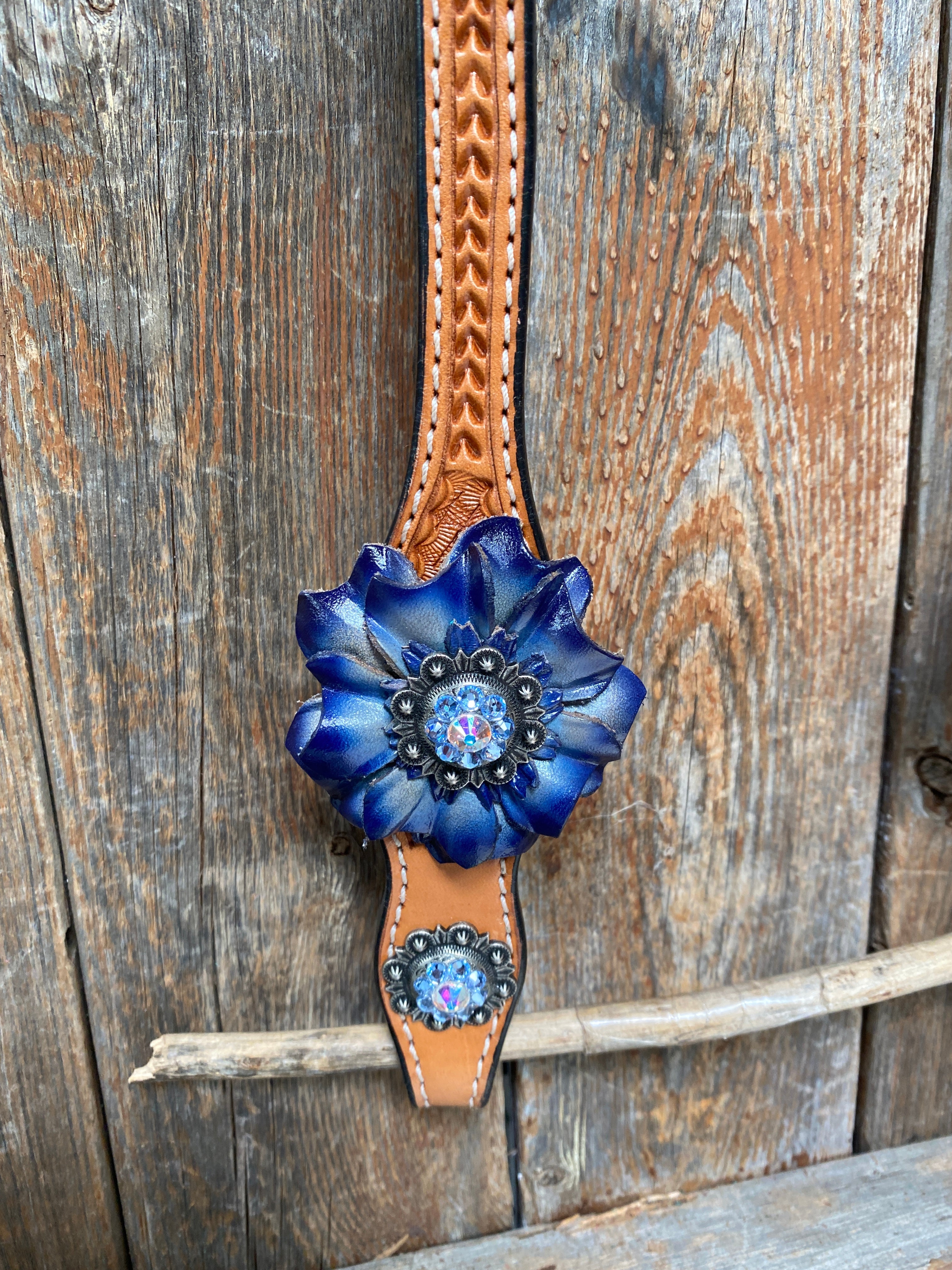 Light Oil Basketweave Blue Wither Strap, One Ear & Breastcollar Tack Set #OEBC438 - RODEO DRIVE