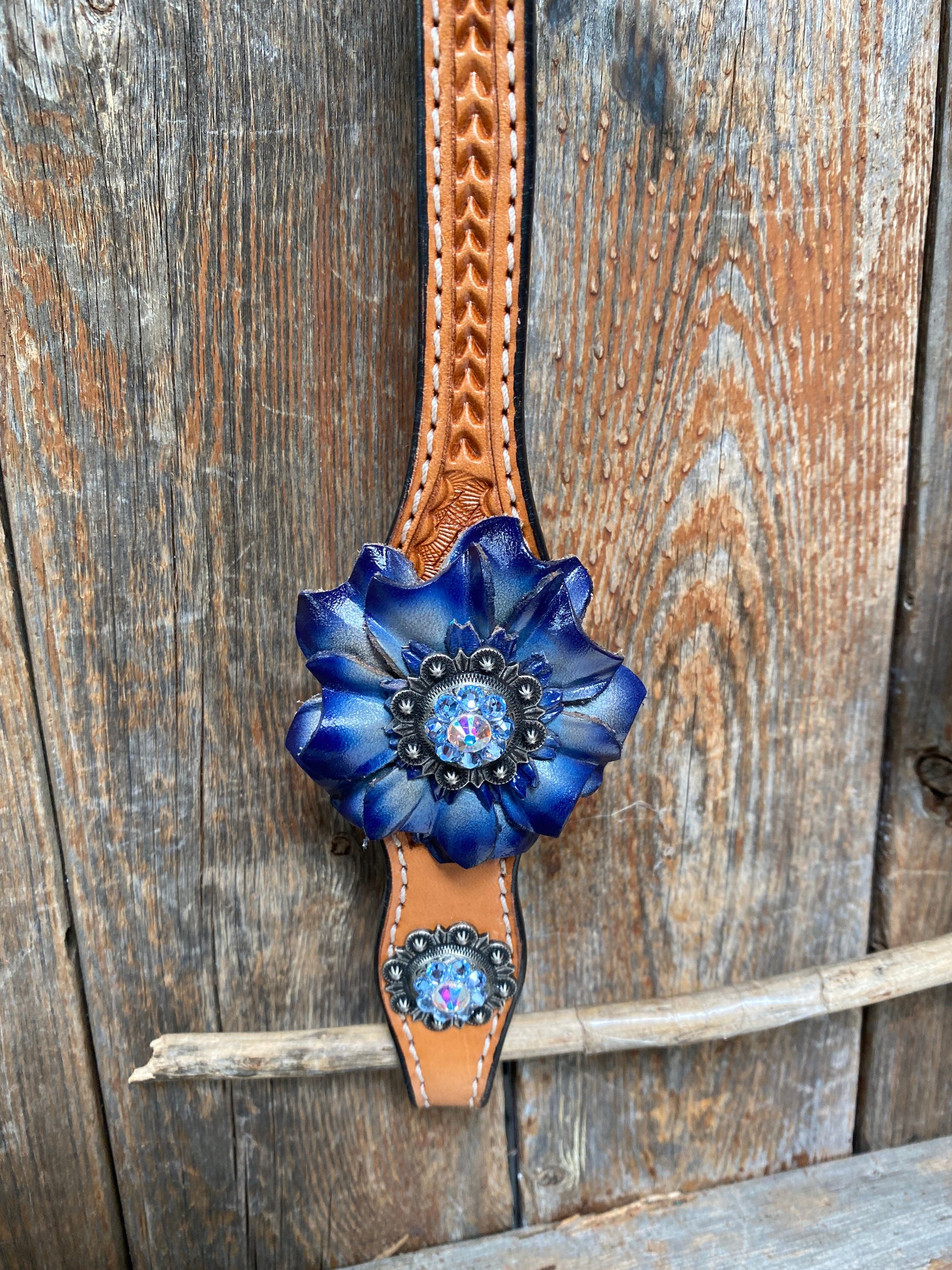 Light Oil Basketweave Blue Wither Strap, One Ear & Breastcollar Tack Set #OEBC438 - RODEO DRIVE