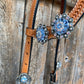 Light Oil Basketweave Blue Wither Strap, One Ear & Breastcollar Tack Set #OEBC438 - RODEO DRIVE