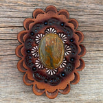 Leather Rosette with Sage Cabochon Western Concho R102CABSG - RODEO DRIVE