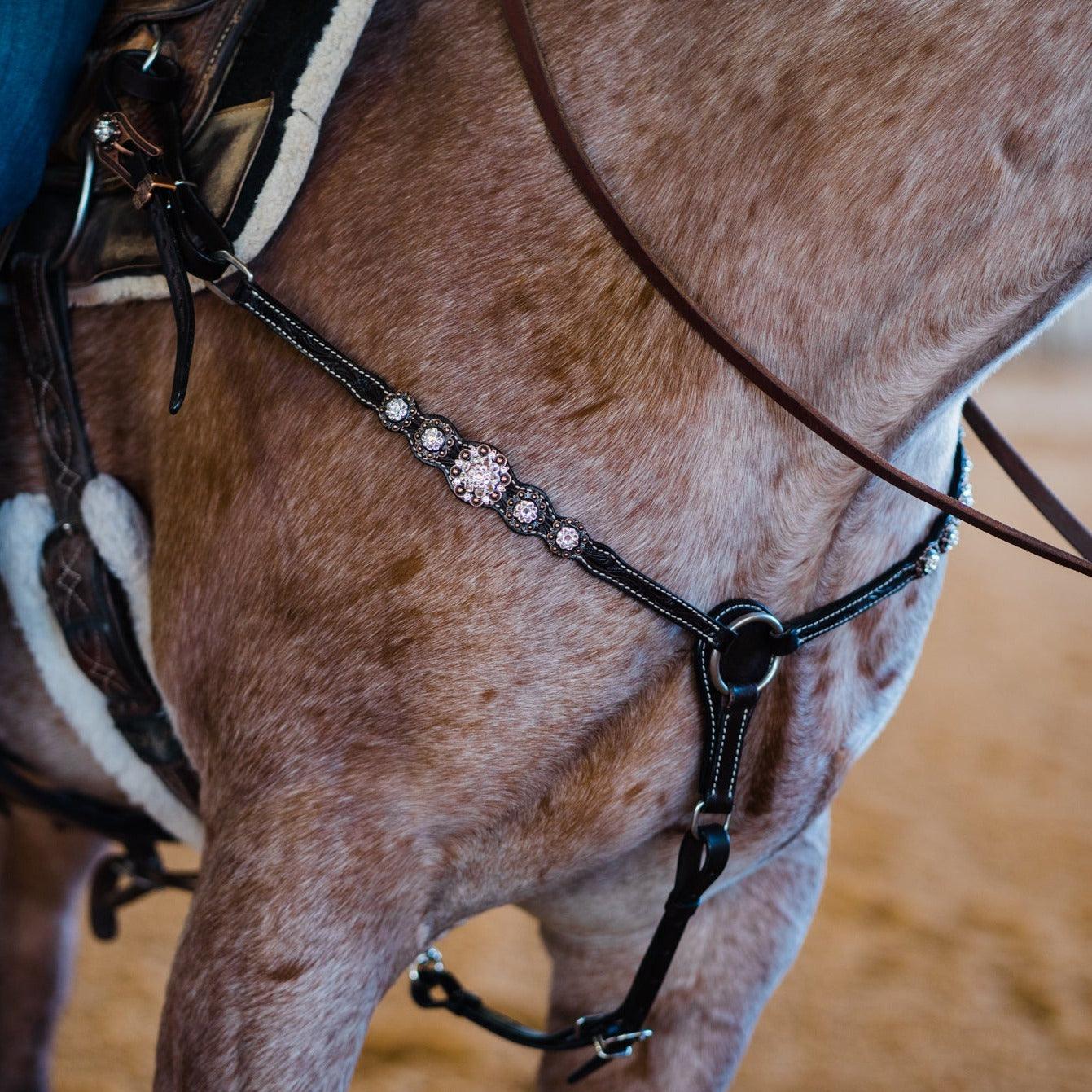 Dark Oil Floral Clear One Ear/ Breastcollar #OEBC517 - RODEO DRIVE