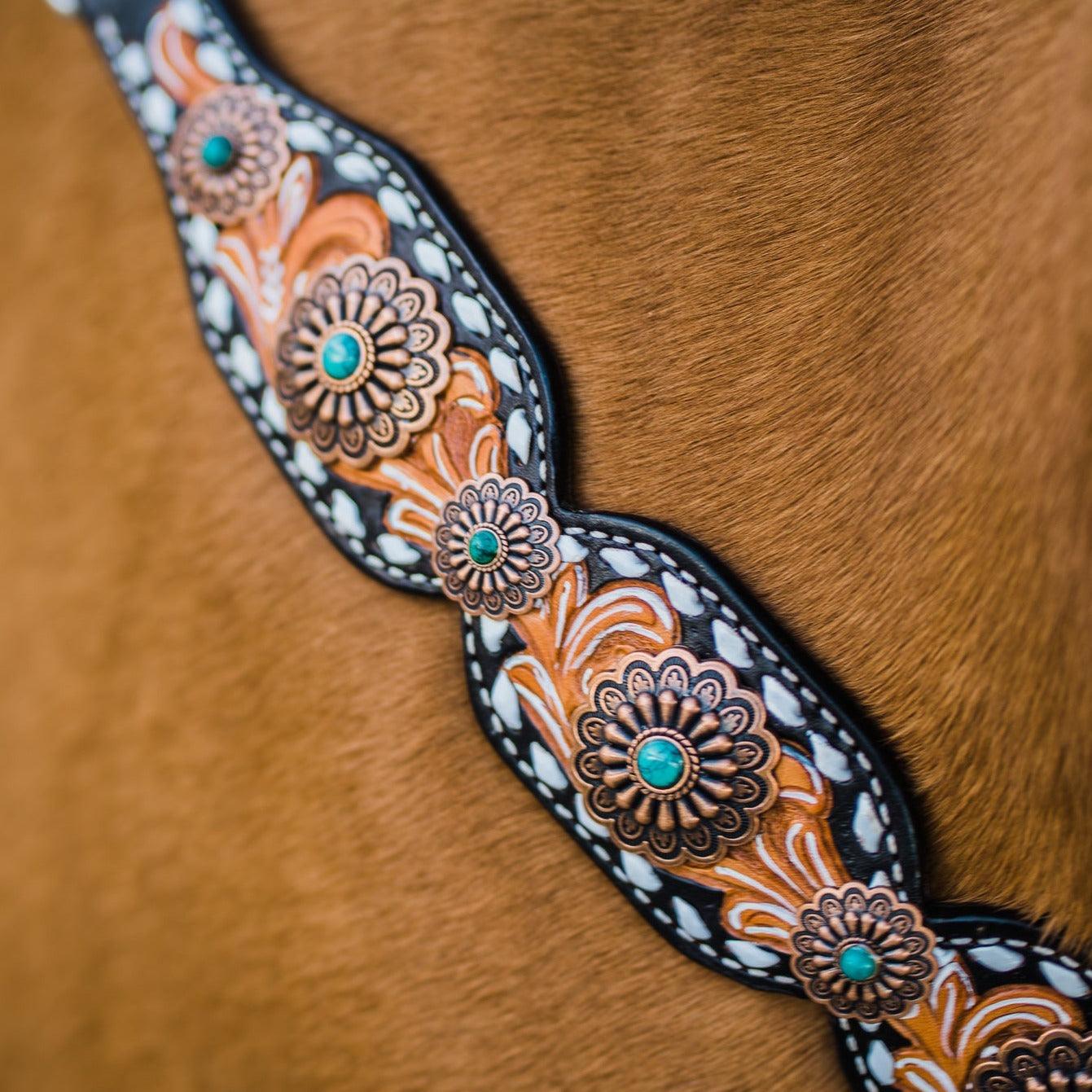 Classic Copper and Turquoise One Ear / Breastcollar #OEBC528 - RODEO DRIVE