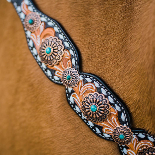 Classic Copper and Turquoise One Ear / Breastcollar #OEBC528 - RODEO DRIVE