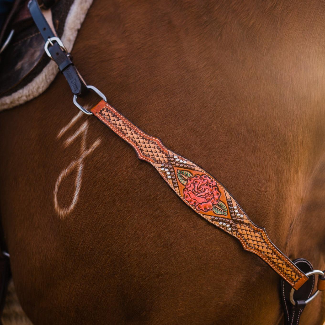 Light Oil Hand Painted Rose Breastcollar #FK125 - RODEO DRIVE