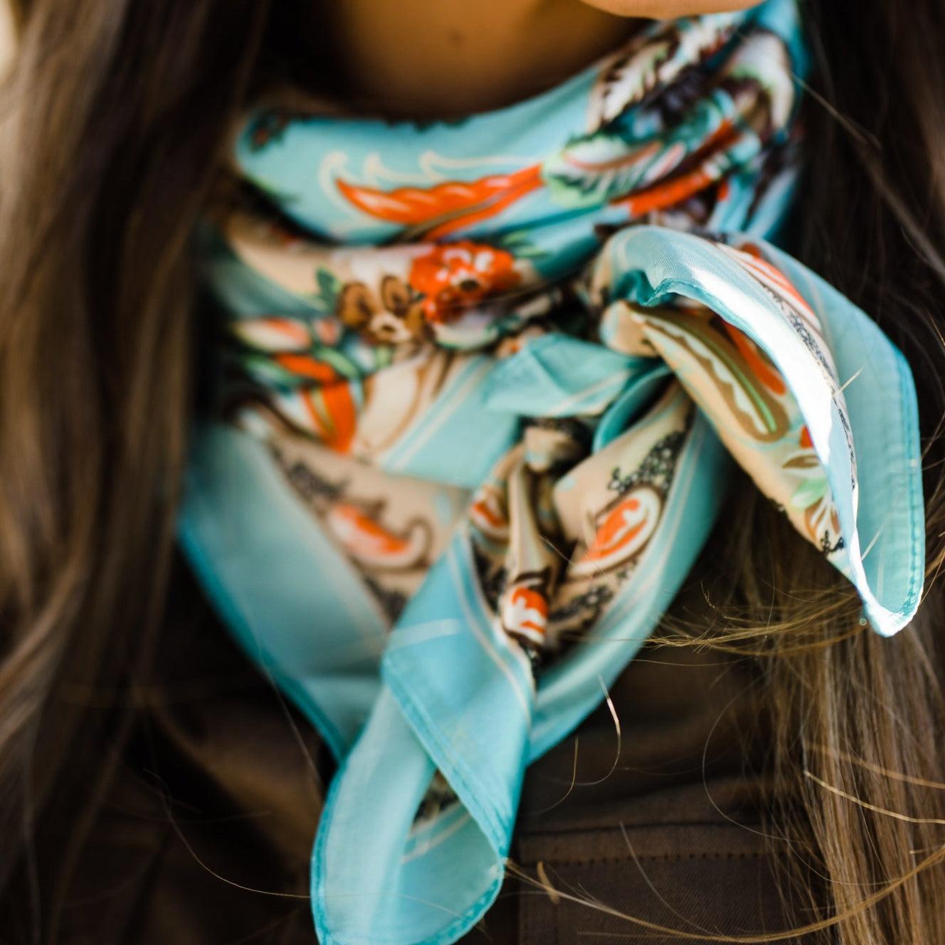 Turquoise Paisley Wild Rag Scarf WR230