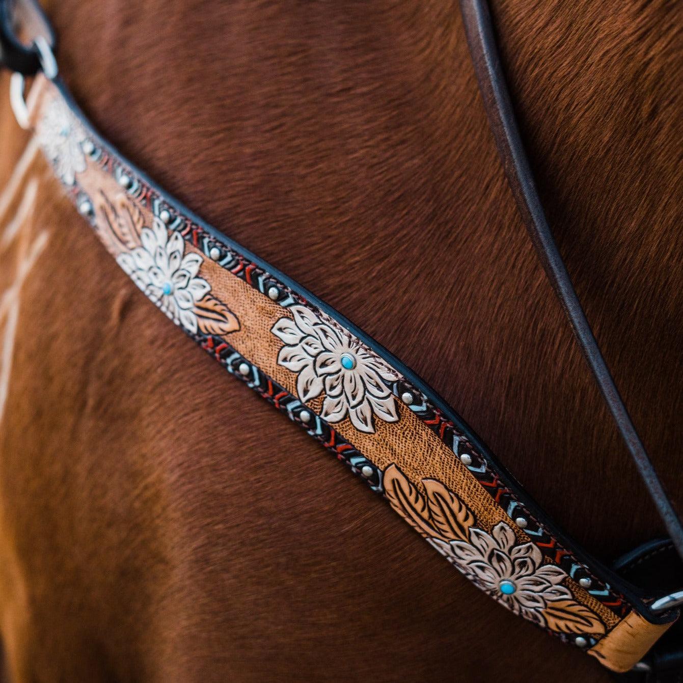 Two Tone Hand Painted Flower Breastcollar #FK121 - RODEO DRIVE