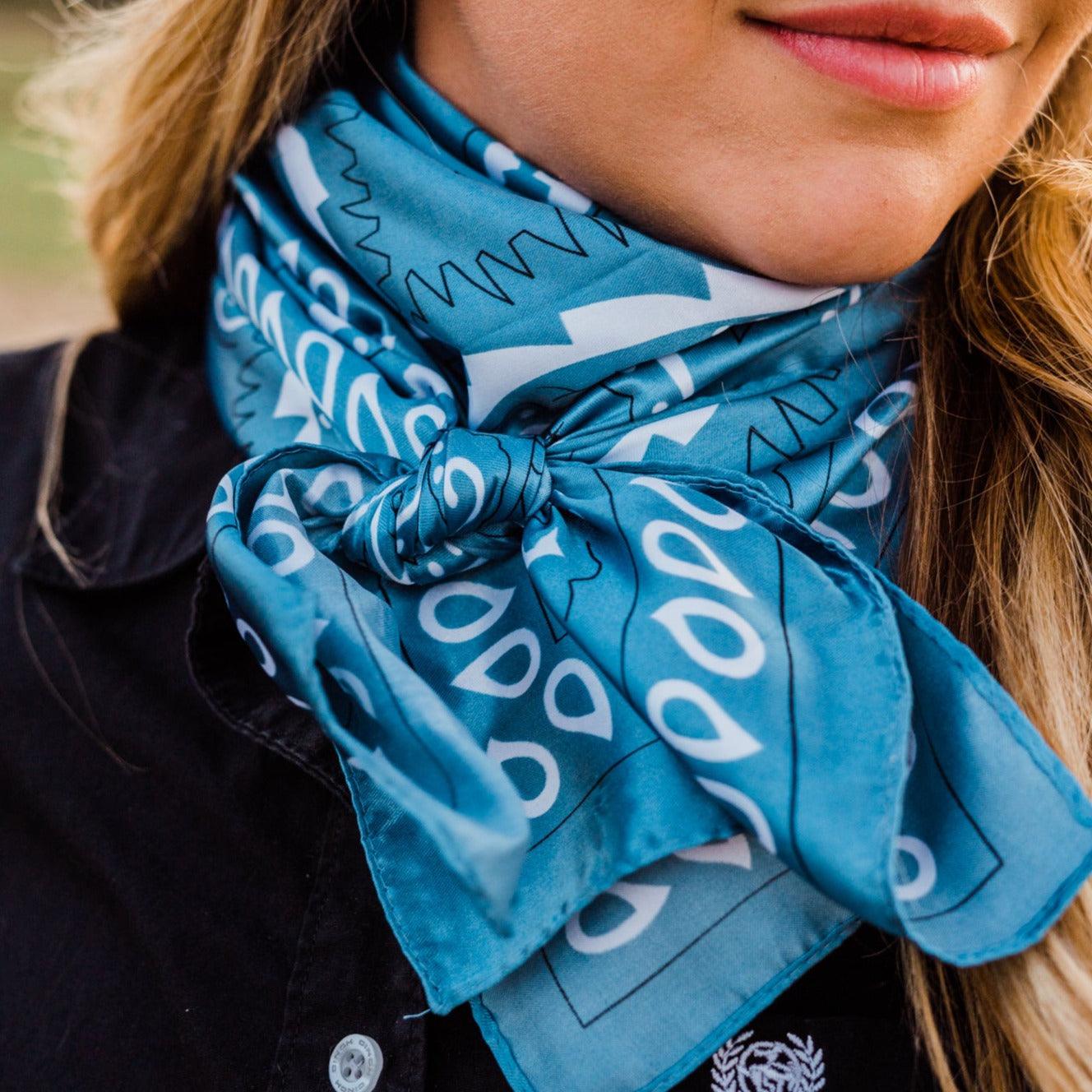 35X35" Blue & White Paisley Wild Rag/Scarf WR3414 - RODEO DRIVE