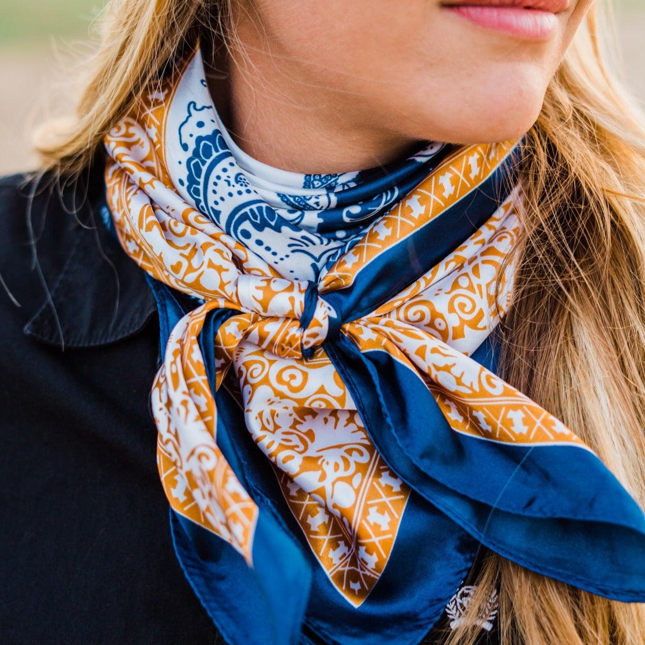 35X35" Blue Two-Toned Paisley Wild Rag/Scarf WR3300 - RODEO DRIVE