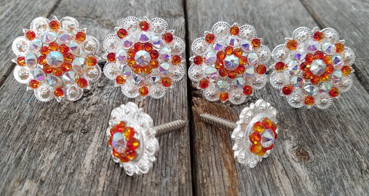 Bright Silver Fire Opal & AB Saddle Conchos - RODEO DRIVE