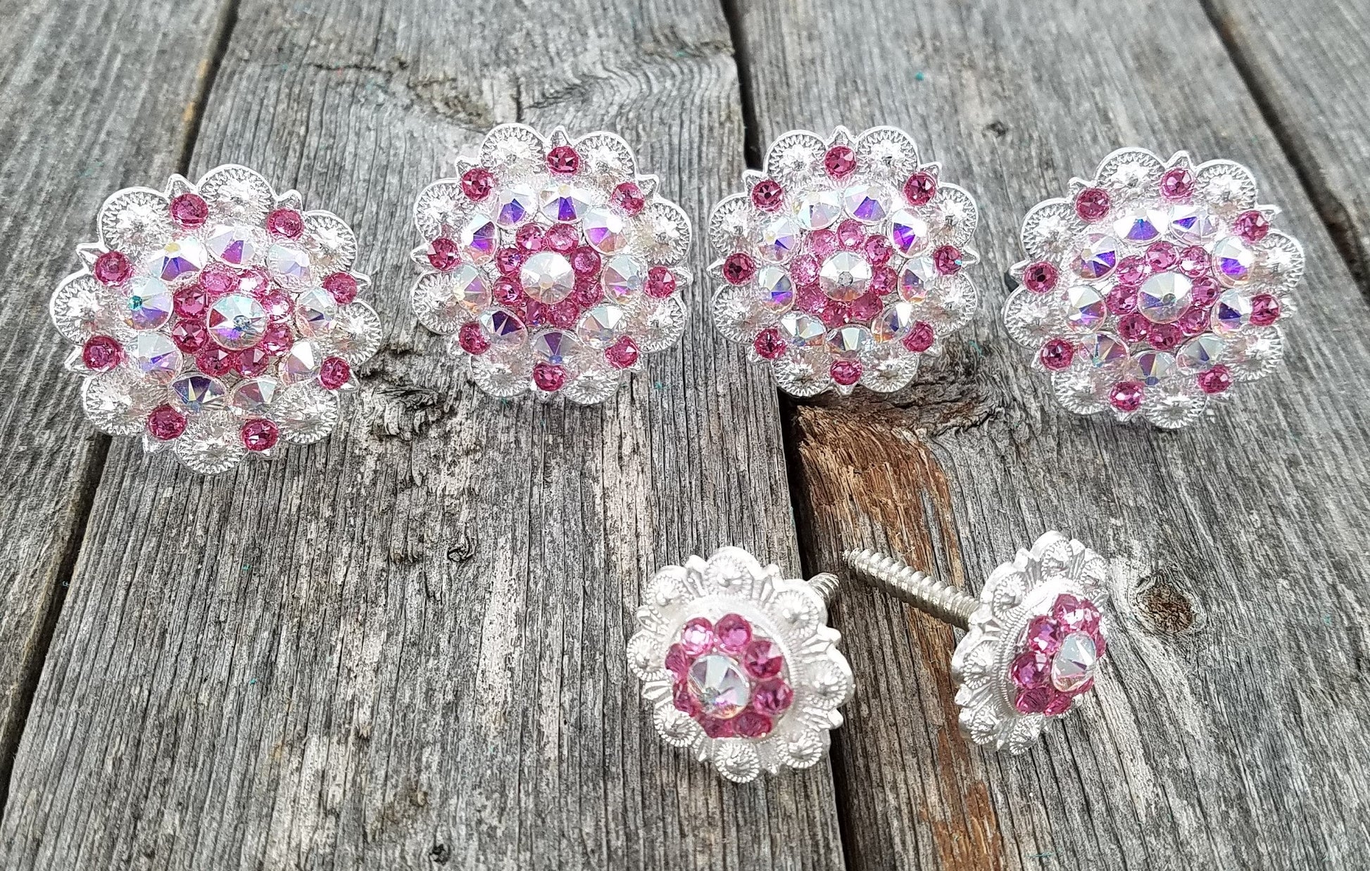 Bright Silver Pink & AB Saddle Conchos - RODEO DRIVE