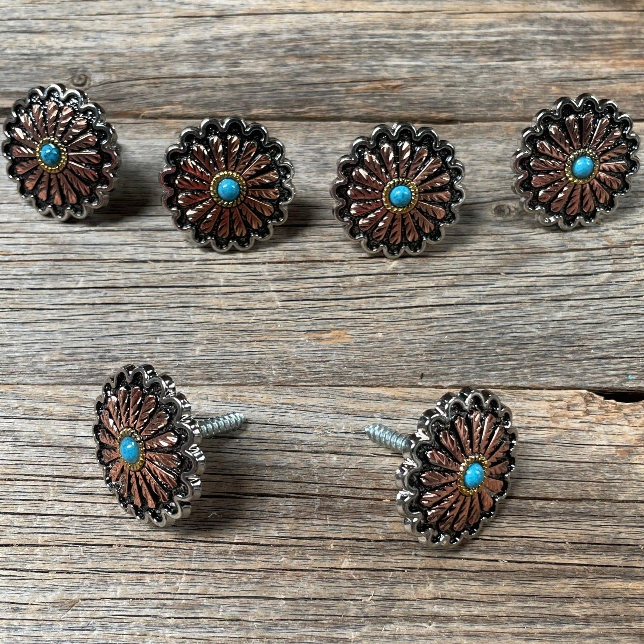 Antique Silver and Copper Floral Saddle Set SSW220L - RODEO DRIVE