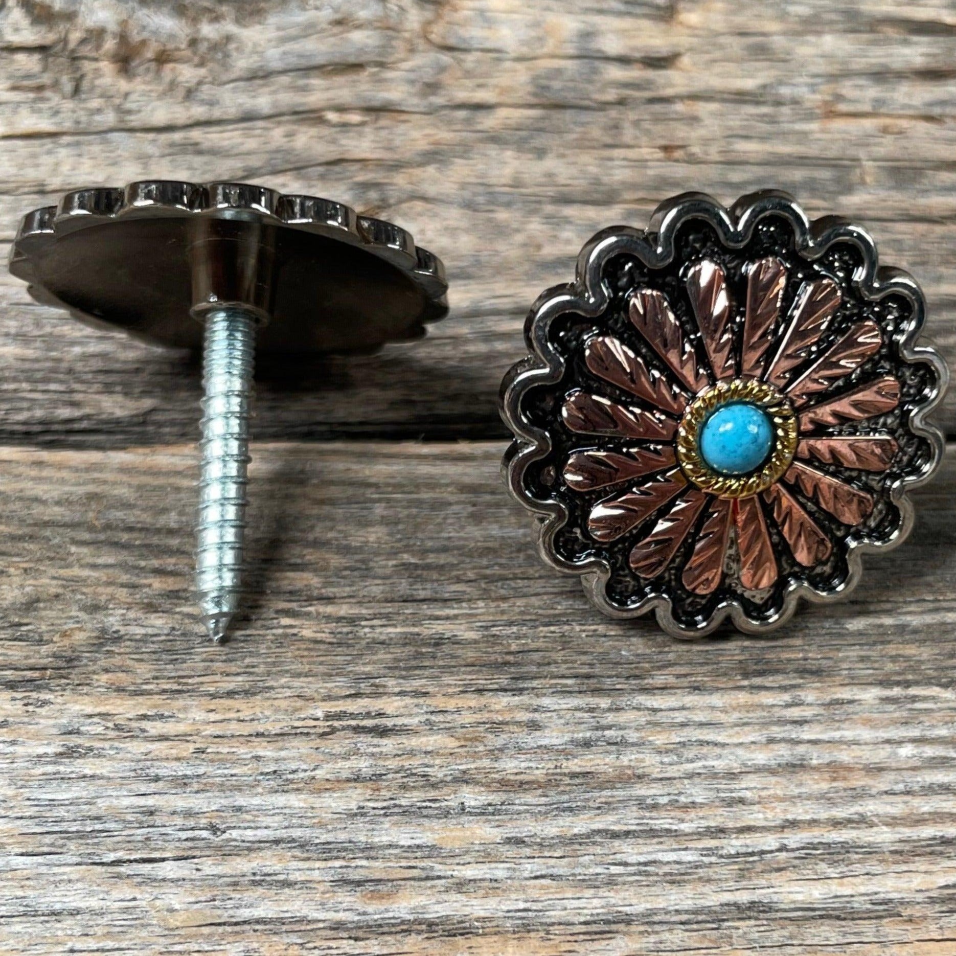 Antique Silver and Copper Floral Saddle Set SSW220L - RODEO DRIVE