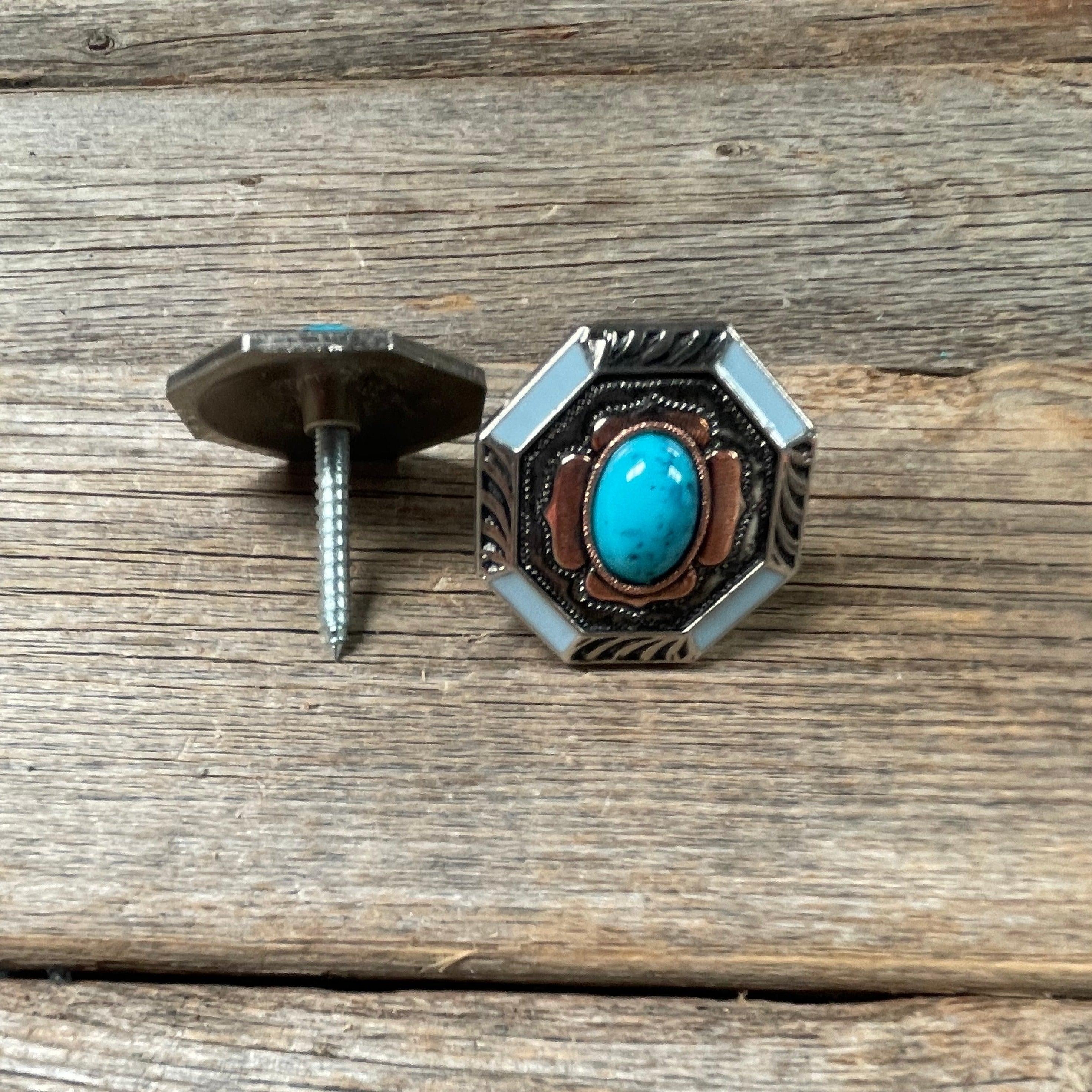 Octagon Turquoise and Blue Enamel Saddle Set SSW221L - RODEO DRIVE