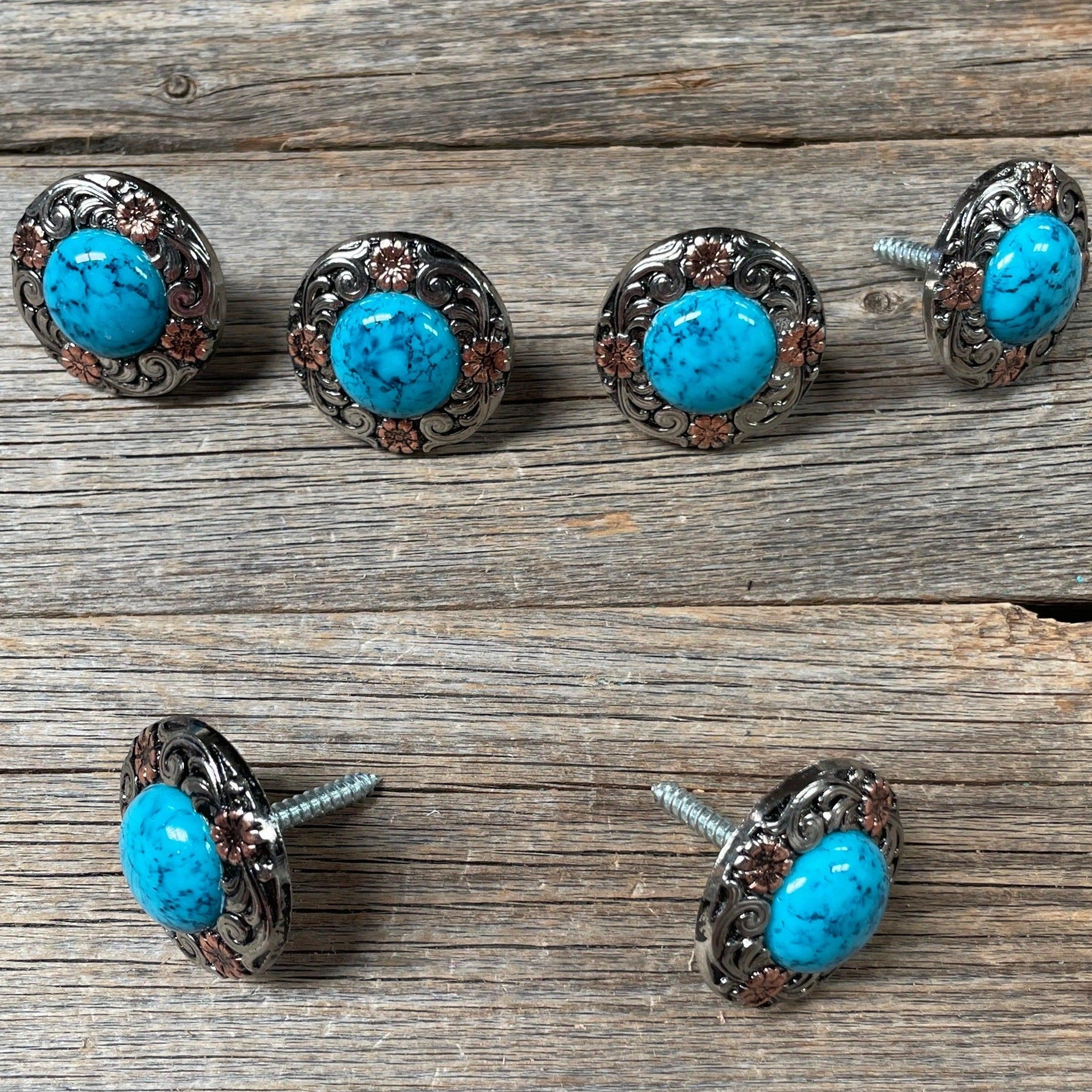 Antique Silver and Copper Turquoise Saddle Set SSW222L - RODEO DRIVE