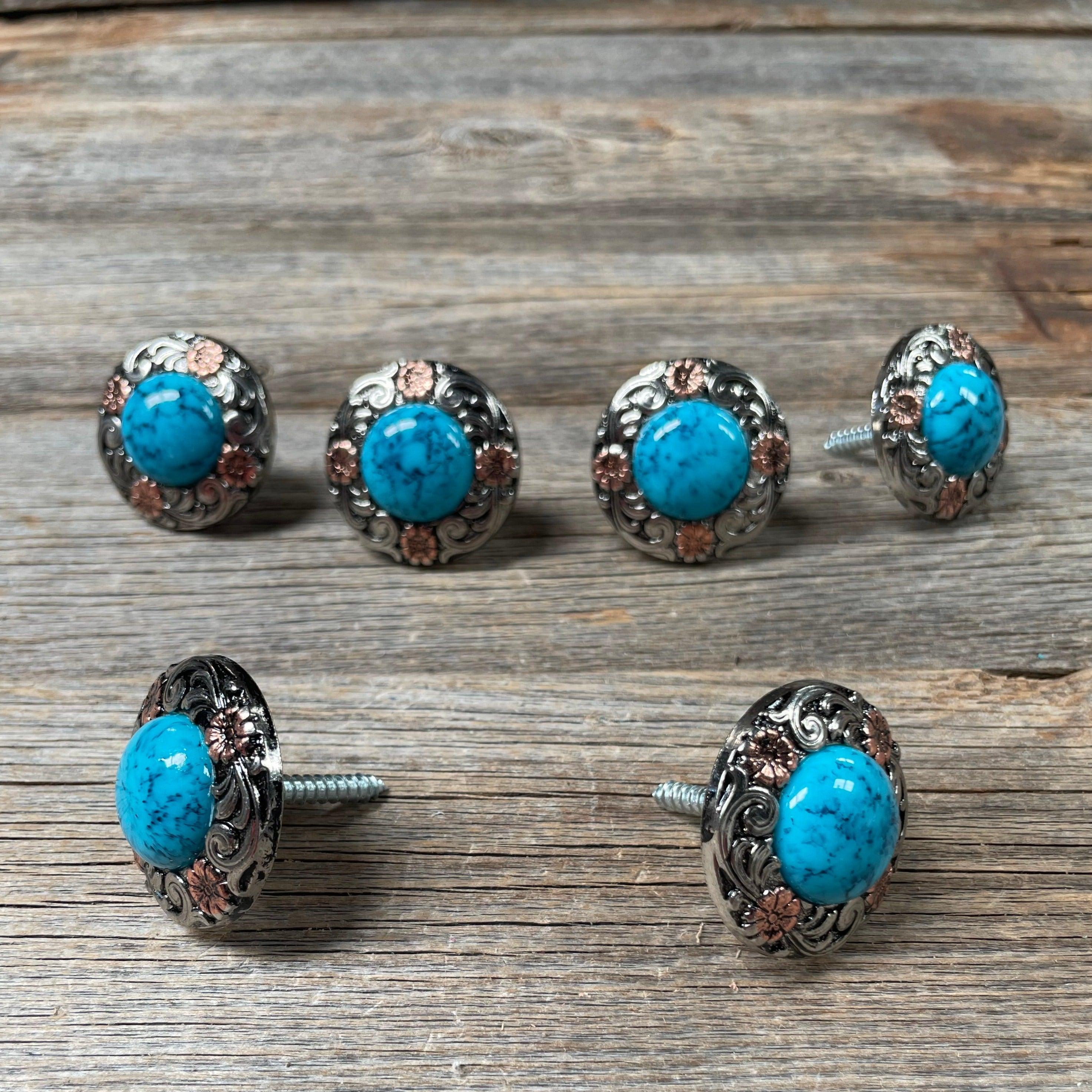 Antique Silver and Copper Turquoise Saddle Set SSW222L - RODEO DRIVE