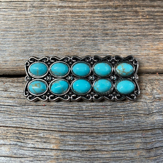 Antique Silver Rectangle Turquoise Concho 2" W216 - RODEO DRIVE