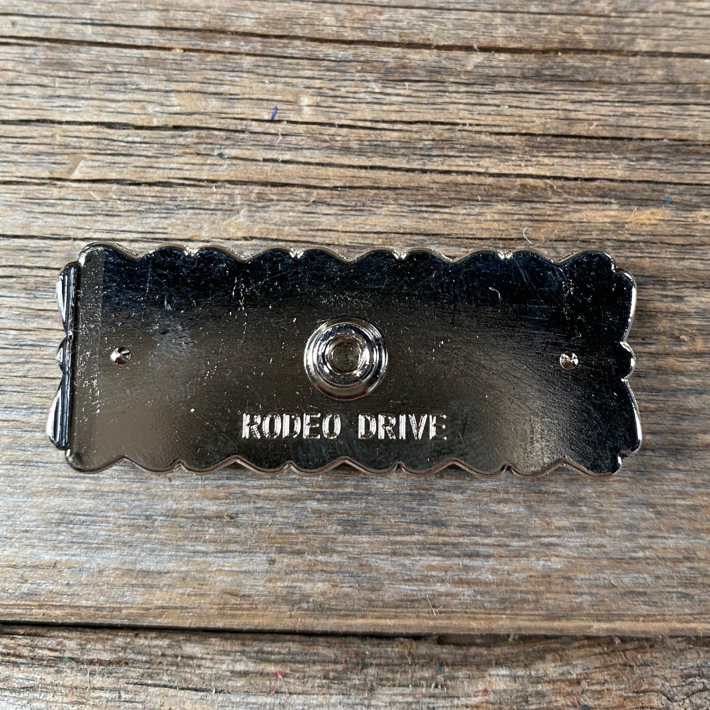 Antique Silver Rectangle Turquoise Concho 2" W216 - RODEO DRIVE