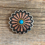 Antique Silver and Copper Floral Western Concho 1.25" W220L - RODEO DRIVE