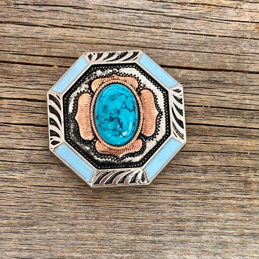 Octagon Turquoise Floral Western Concho 1.25" W221L - RODEO DRIVE