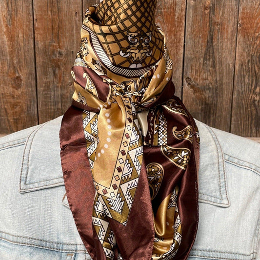 35X35" Earth Tones Paisley Wild Rag/Scarf WR3405 - RODEO DRIVE
