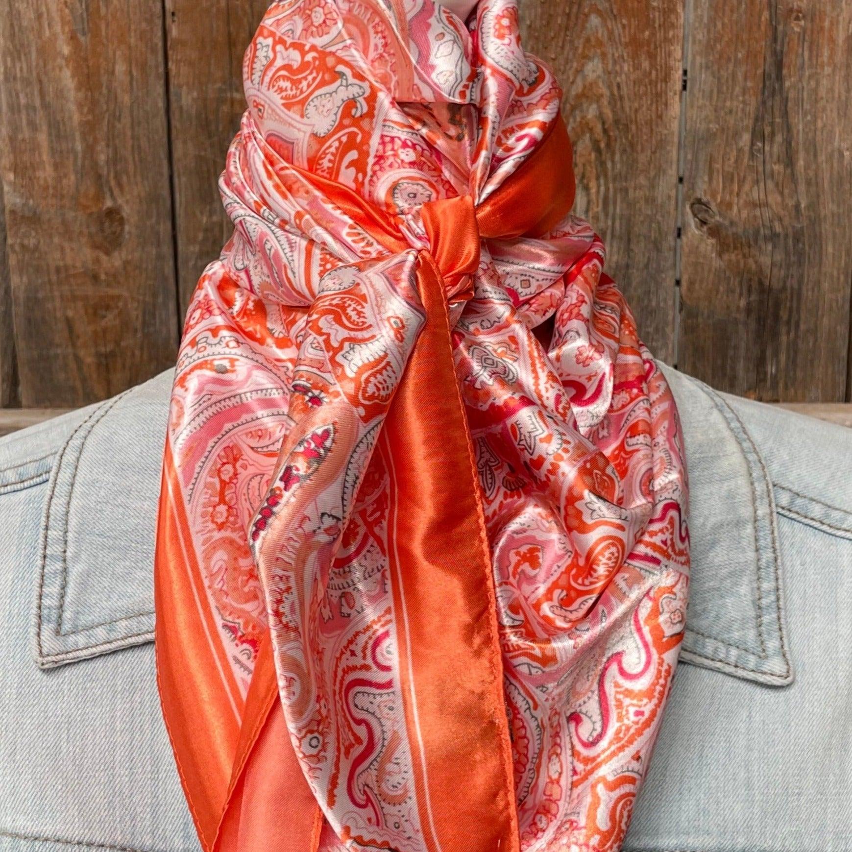 35X35" Pink & Orange Paisley Wild Rag/Scarf WR3417 - RODEO DRIVE