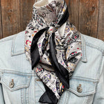 35X35" Black Floral Wild Rag/Scarf WR3420 - RODEO DRIVE