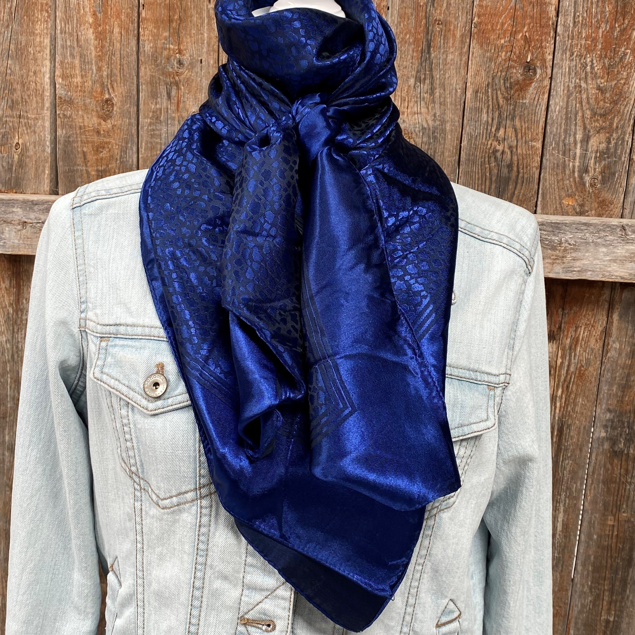 42X42" Bronco Cobalt XL Wild Rag / Scarf WR3683 - RODEO DRIVE