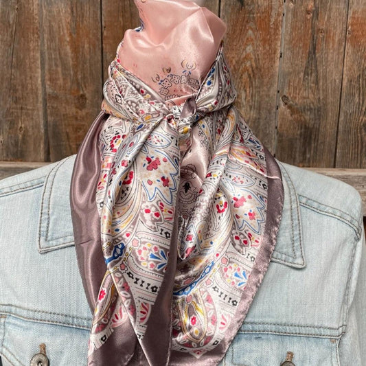 35X35" Pink Floral Wild Rag/Scarf WR3422 - RODEO DRIVE