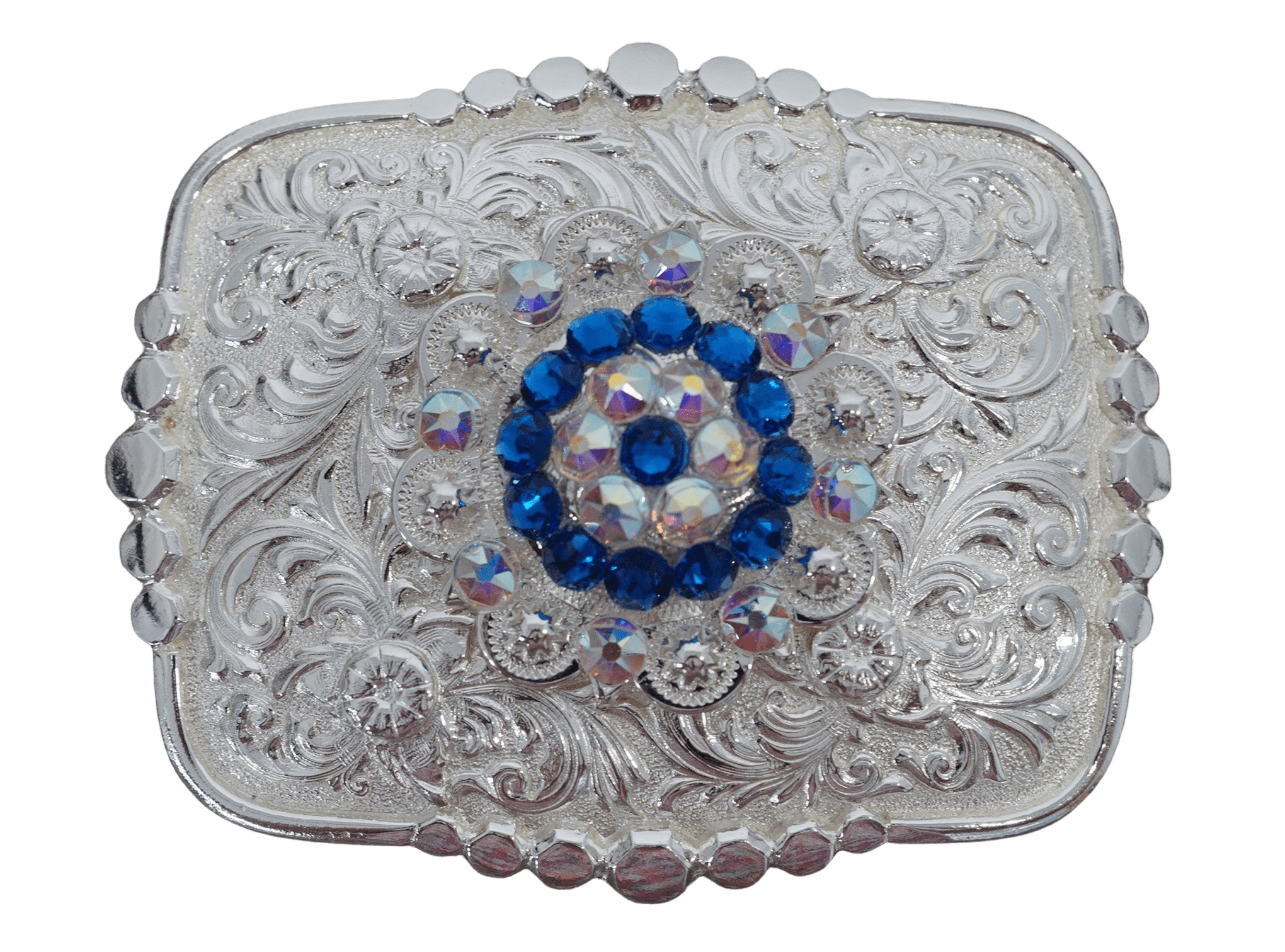 Adapters Bright Silver Belt Buckle with Capri & AB European Crystal Concho BSBTADPT2