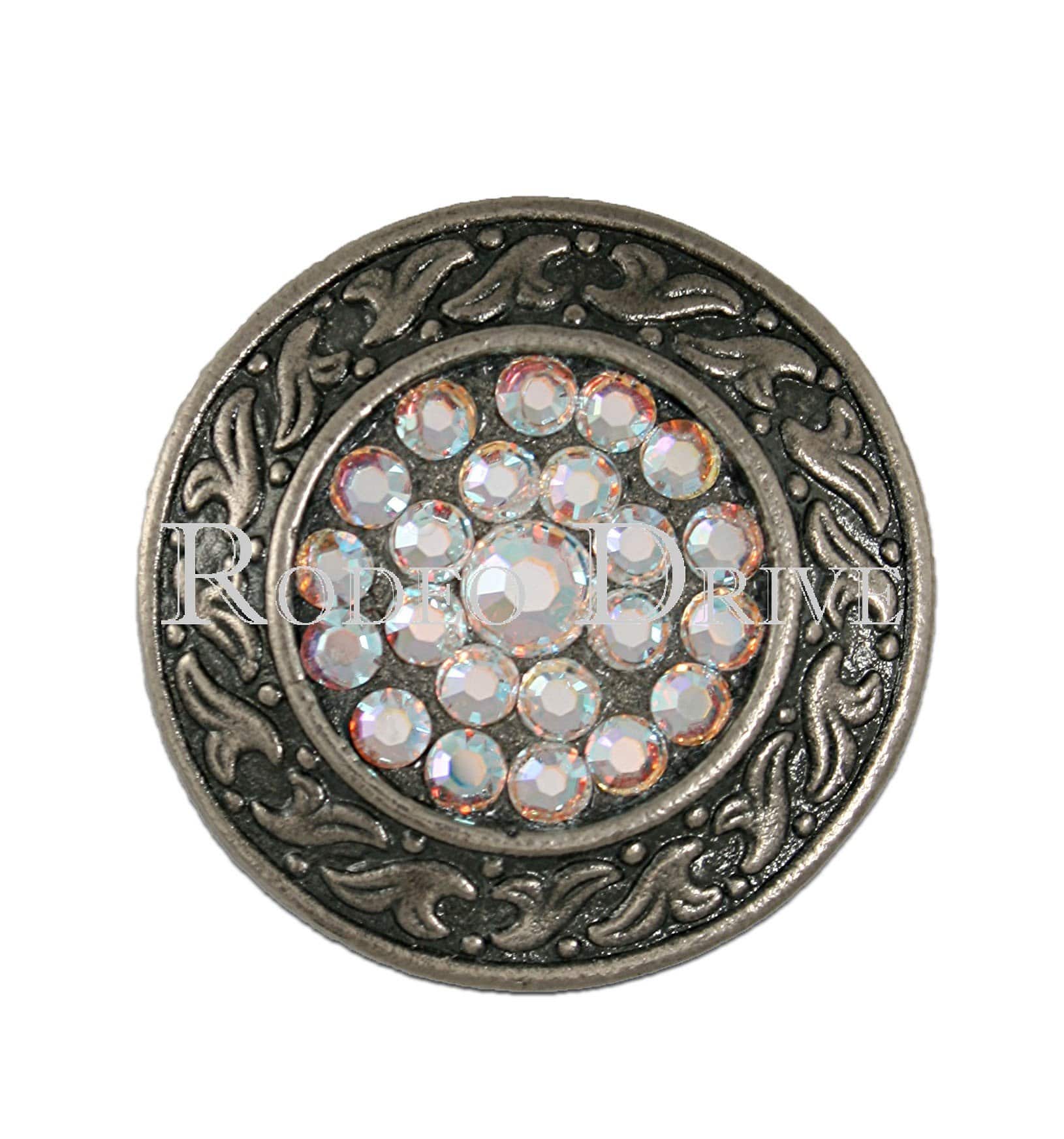 Antique Silver AB Antique Silver 1.5" Disc European Crystal Concho ASDLAB