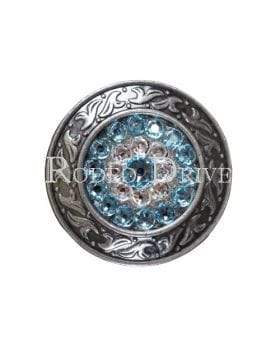 Antique Silver Aqua & Clear Antique Silver 1.5" Disc European Crystal Concho ASDLAQCL